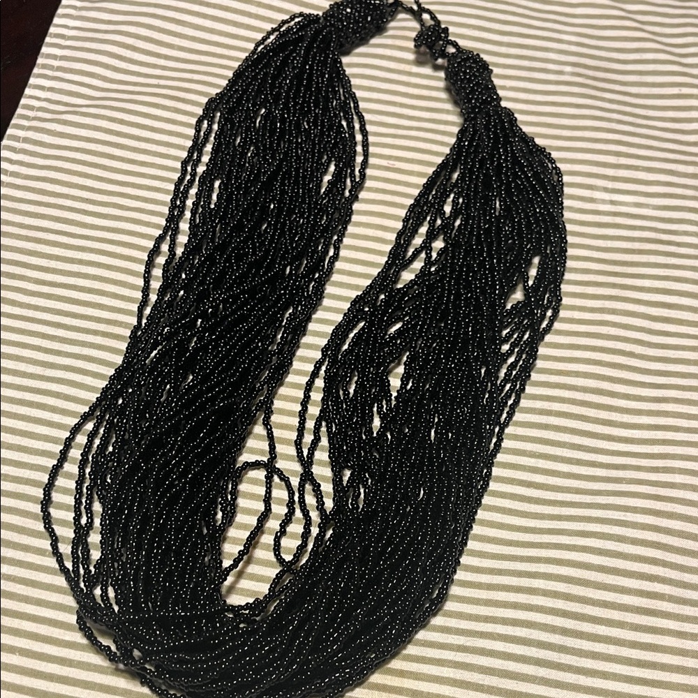 Elegant Black Beaded Necklace 27 1/2 inches
